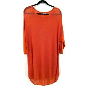 INDIGENOUS Burnt Orange 100% Organic Cotton Knit Oversized Swim Cover Up Large